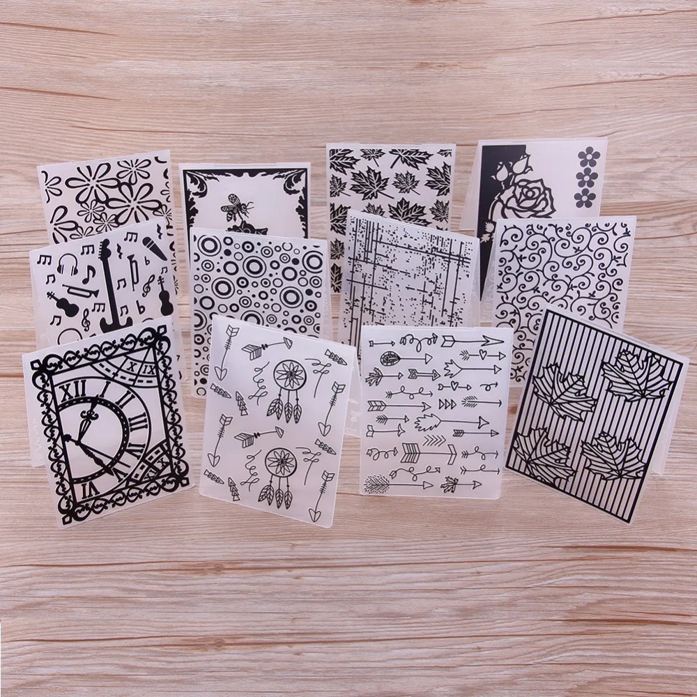 

12 Styles Plastic Embossing Folder For Scrapbook DIY Album Card Tool Plastic Template Making Decoration Craft #248527