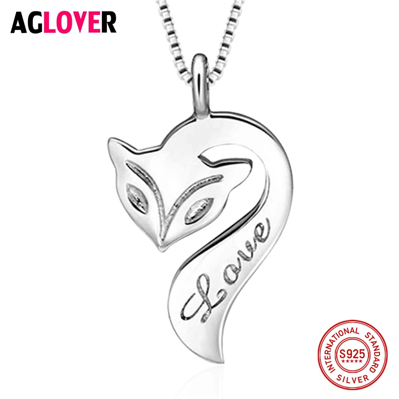 

Original Design Solid 925 Pure Silver Romantic Cute & Love Fire Fox Animal Pendant Necklace Fashion Charm Jewelry High Quality