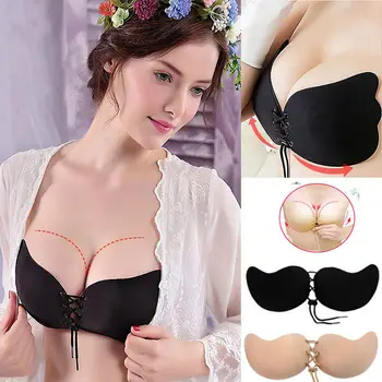

Adhesive Bra Push Up Strapless Nude Bra with Drawstring Reusable Invisible Silicone Backless Bras for Women LaLabra