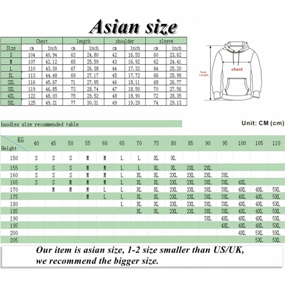 hoodie sizes