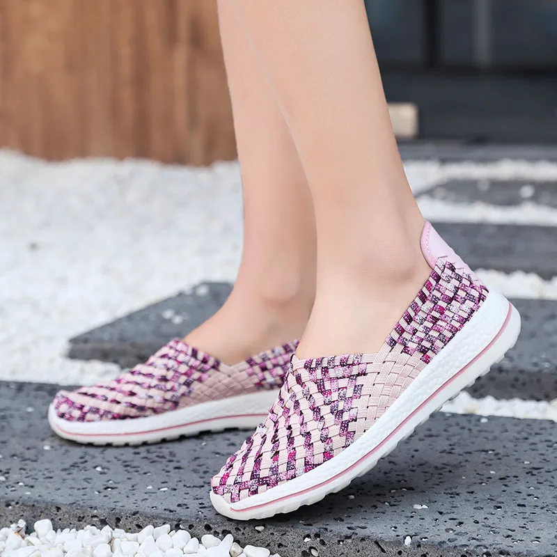 Женская обувь на плоской подошве; летние дышащие кроссовки; Модные женские теннисные повседневные лоферы; удобная прогулочная обувь; кроссовки для улицы; Zapatos - Цвет: Purple