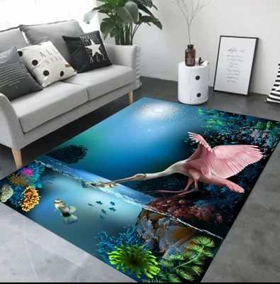 

Spring and Summer 3D Rugs 6mm Ultra-thin Seas & Oceans Rectange Living Room 3D Carpets Short Plush Fabric Mat Sofa Rug Pad