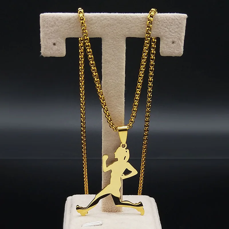 Runner нержавеющая сталь ожерелья и подвески для женщин большой длинный серебряного цвета ожерелья подвески ювелирные изделия colgante N18071 - Окраска металла: women GD 60CM BOX