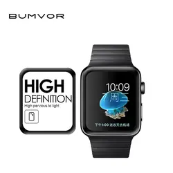 Bumvor 3D полное покрытие для iwatch закаленное Стекло Экран протектор изогнутые Экран Защитная пленка для Apple Watch 38 мм 42 мм