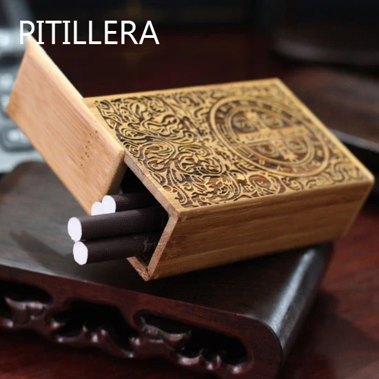 Коробка для сигарет из натурального дерева PITILLERA, коробка для табака с гравировкой, подарочные пакеты, упаковка для сигарет из Китая, коробка для сигарет CN