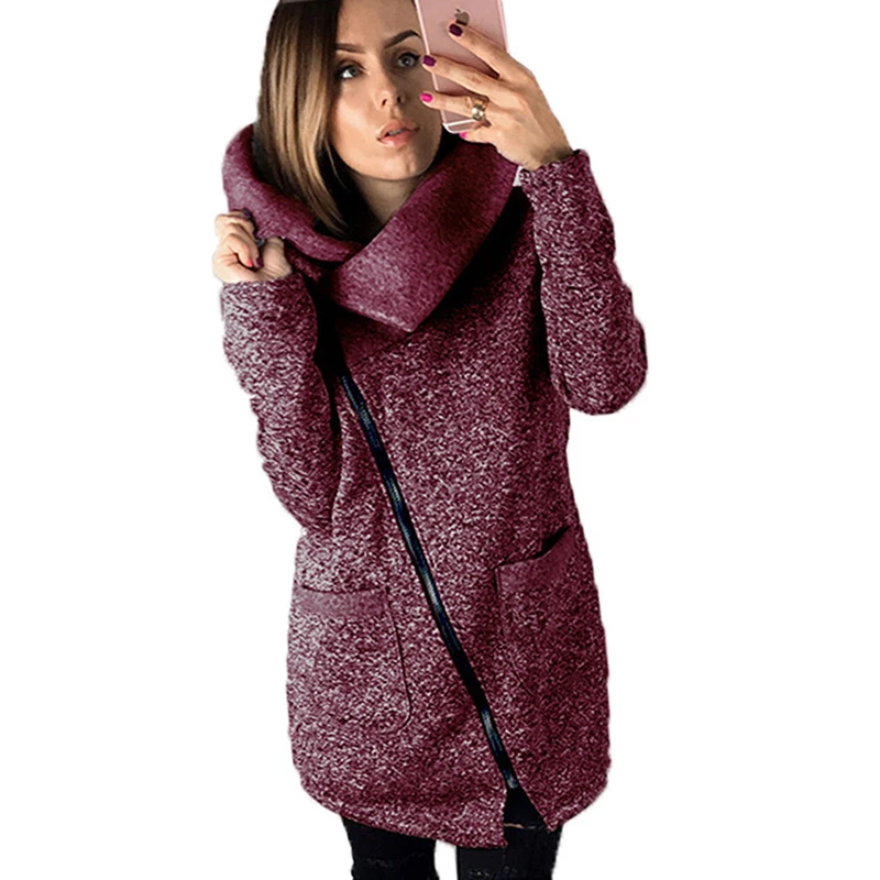 Plus Size 5XL Autumn Winter Women Warm Fleece Jacket Slant