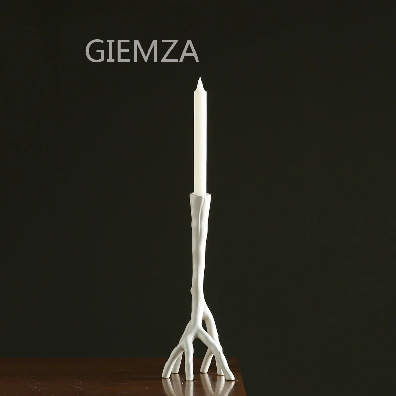 

GIEMZA Branch Candlestick Root Twig Long White Ceramic Candlestick Holders New Bulk Farmhouse Home Decor Candle Cage Factory
