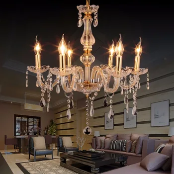 

(Ship from EU) Gold Crystal Chandelier Ceiling Lamp Pendant Light Fixture Living Room 220V