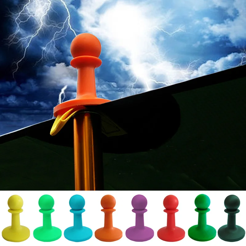 

Newly 4 Pcs/Set Lightning Proof Cap Camping Tent Poles Awning Rod Support Bar Anti-Thunder Protection Cover Hat BFE88