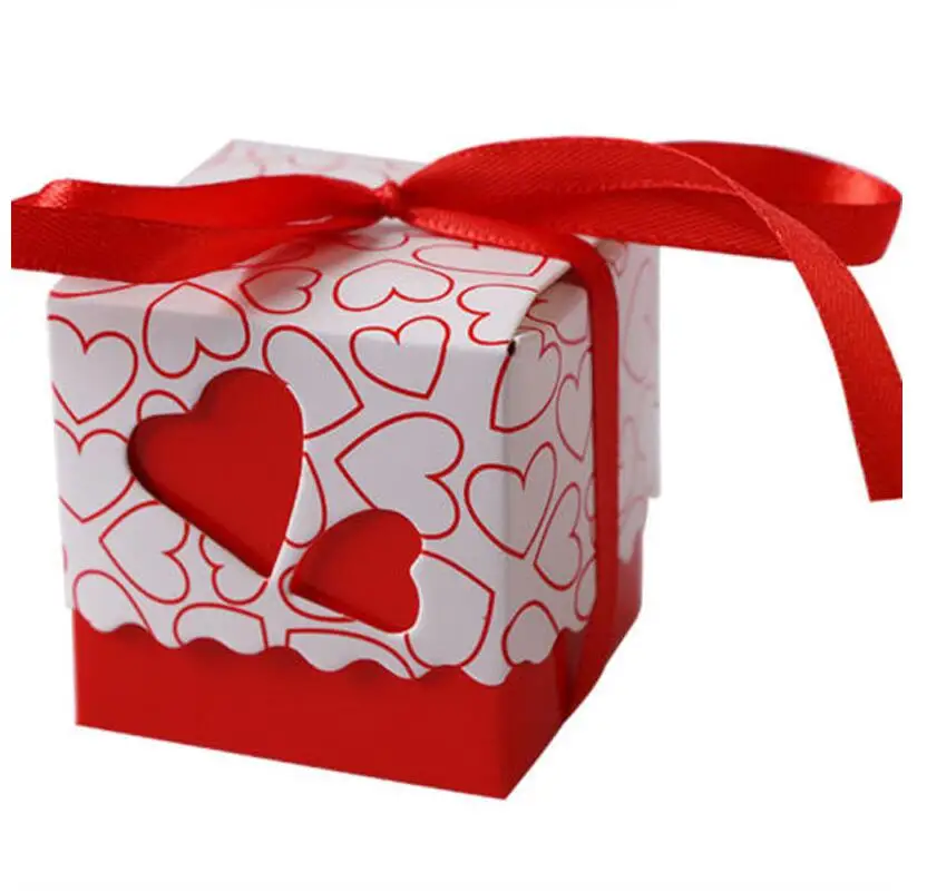 50 шт./лот, пустотелая картонная коробка с сердечком, коробка для конфет, свадебная бонбоньерка, Подарочная коробка для свадебных мероприятий, вечерние