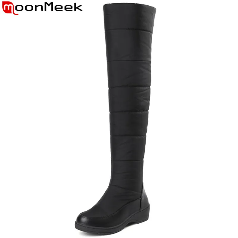 

MoonMeek winter women boots zipper Keep warm plush Down Waterproof ladiessnow boots black blue over the knee boots plus size