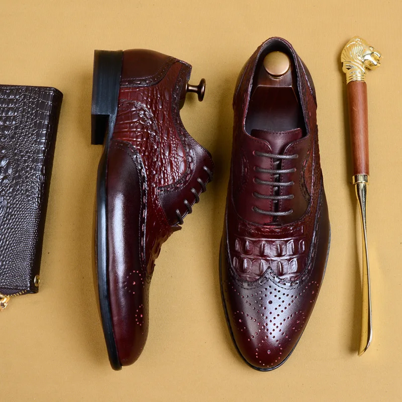 De Tallada Primavera Transpirable Zapatos Formal Piel Alta Vaca Verano Calidad Hombres Tinto Los Otoño Negocios Leatherbullock vino Negro q77rxE0