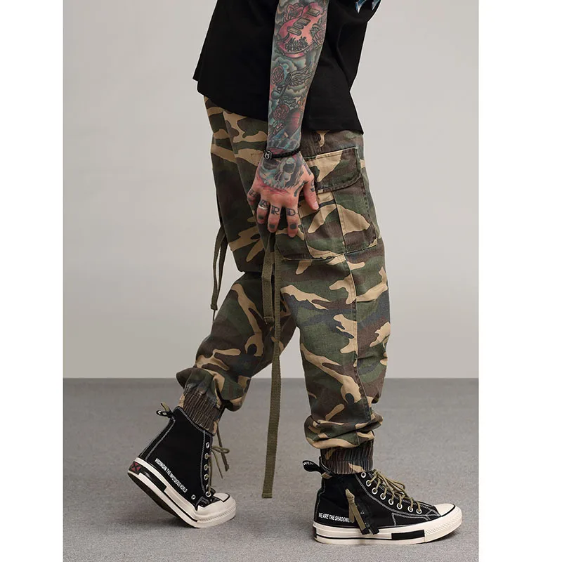 Мешковатые Повседневное военные свободные брюки-карго свободный стиль сафари хип-хоп брюки джоггеры с камуфляжным принтом брюки уличная