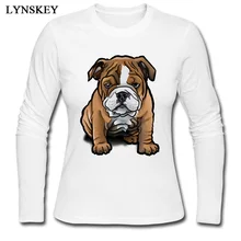 LYNSKEY Топы день рождения рубашка студенческие Смешные лето/осень вырез лодочкой хлопок футболка с длинным рукавом щенок бульдога сумасшедшая футболка