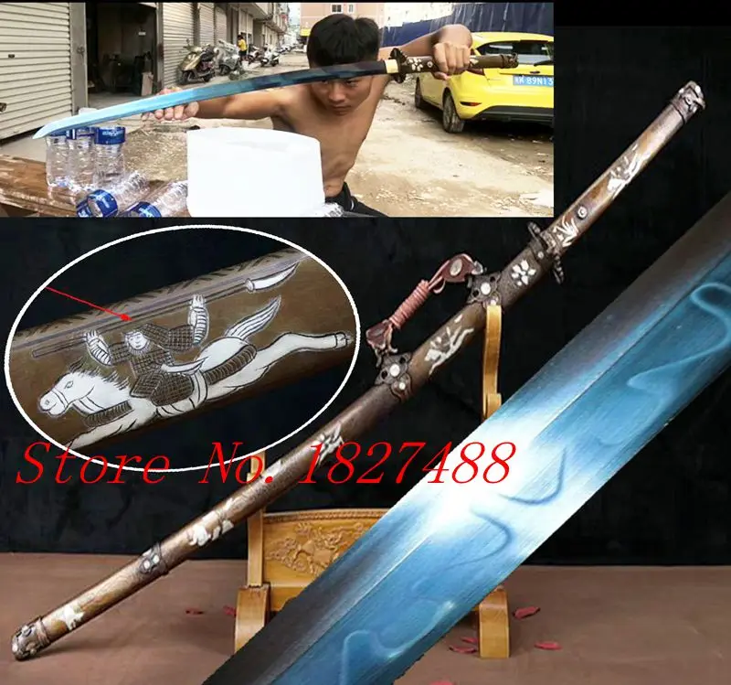 Высокотемпературная кованая синяя искусственная меч Katana T10 стальная закаленная