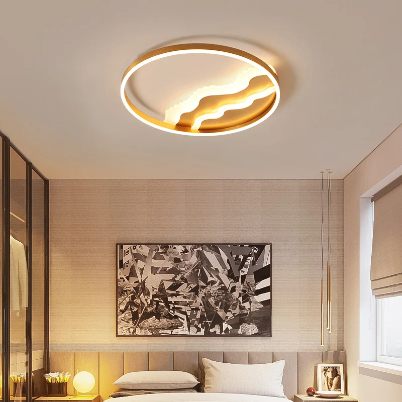 

Gold Finished Modern led Chandelier for living room study room bedroom Dia400/600mm 110V 220V Ceiling Chandelier Fixtures