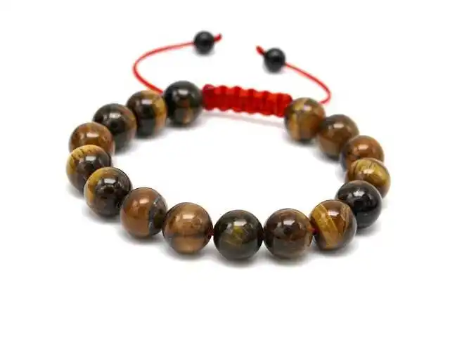 

Tiger Eye Gem Beads Tibetan Buddhist Prayer Mala Bracelet with Free Bag