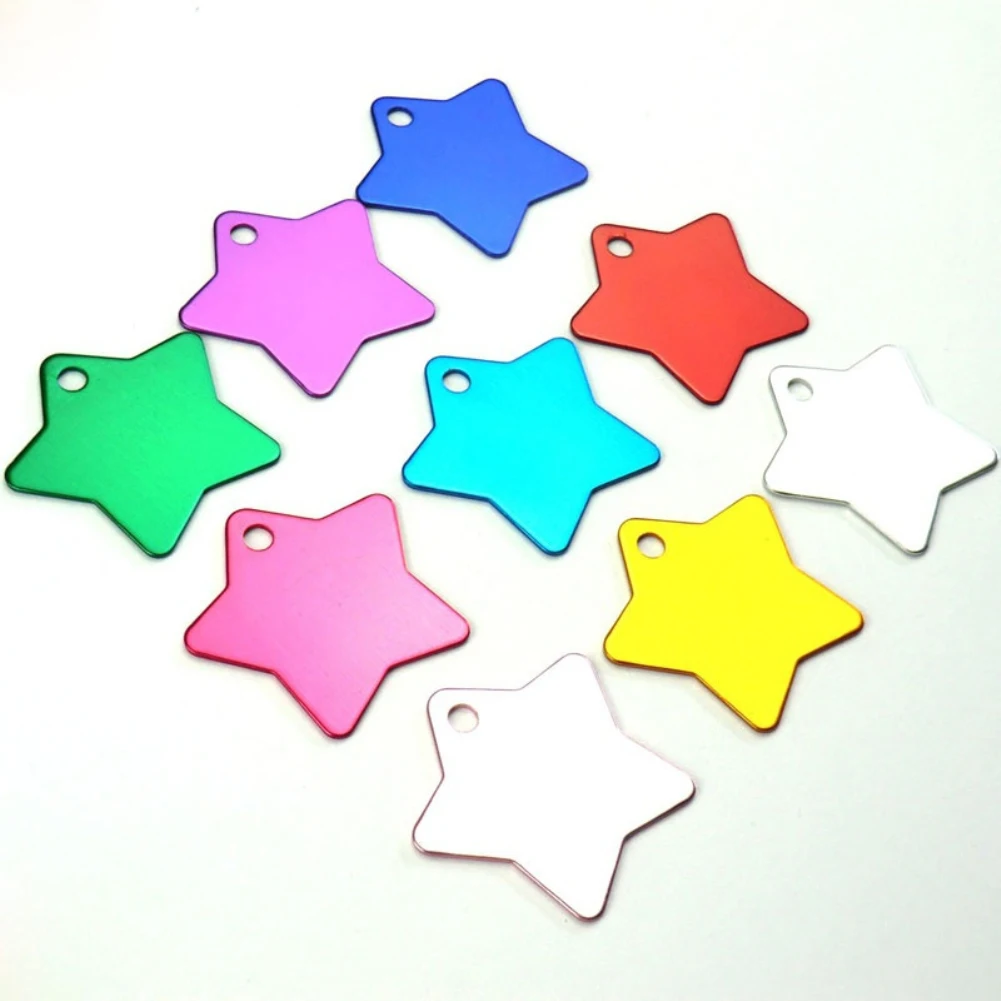 

Colorful Pentagram Star Aluminum Metallic Tag Dog Cat Pet DIY Label Jewelry Tab