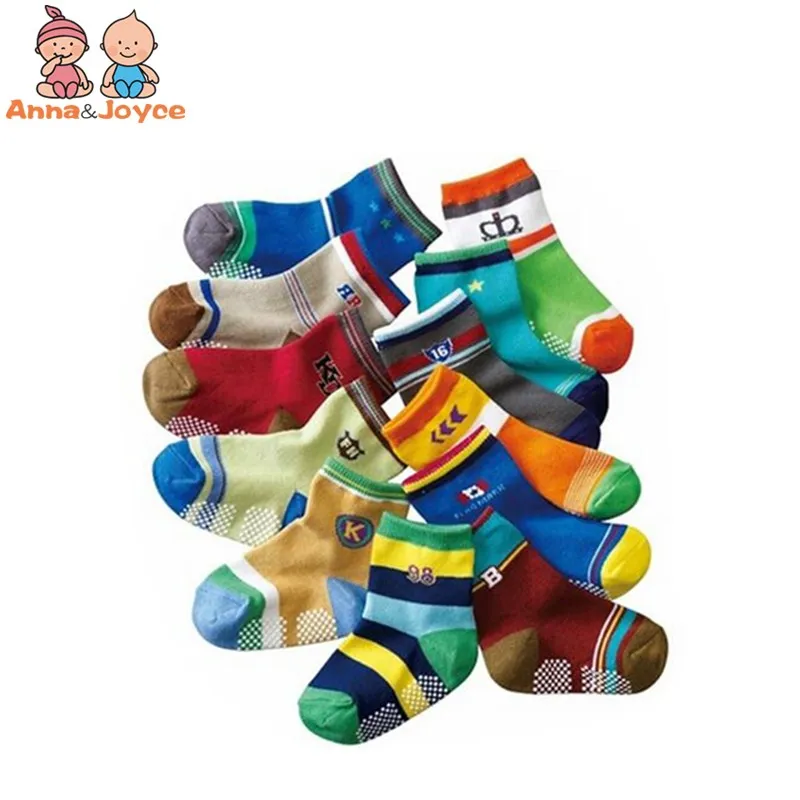 Meias de Borracha Meias de Assoalho dos Desenhos Pares Lote Algodão Bebê Antiderrapante Animados Crianças Pequenas Meias 1 — 2 Anos 12 – 100%