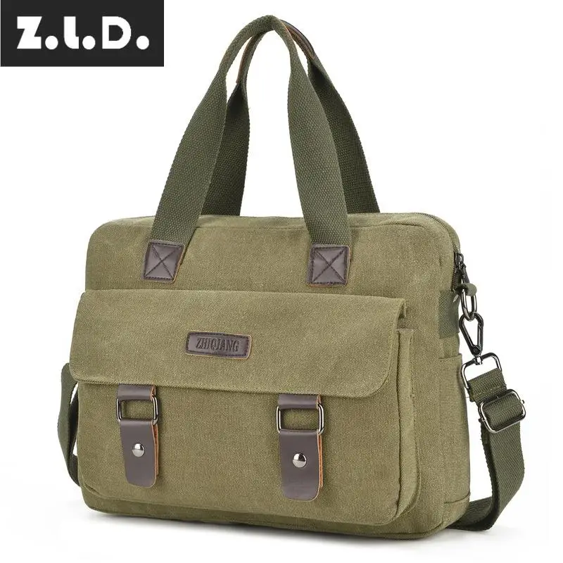 Z.L.D. новые мужские сумки из натуральной кожи модные 15 дюймов бизнес сумка для ноутбука высококачественный холщовый Прочный сумка обувь для мужчин и женщин