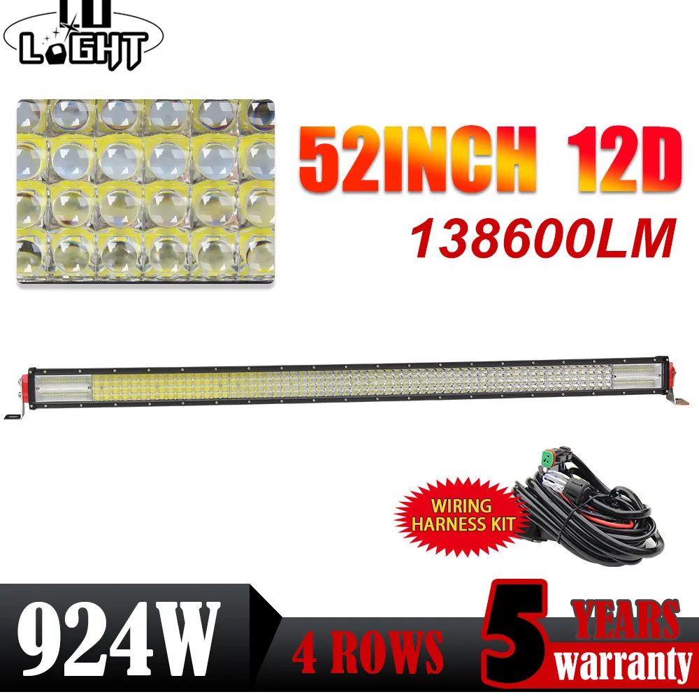 

CO LIGHT 4-Row 924W 12D 52inch LED Light Bar Spot Flood Combo Offroad Led Bar Lights 12V 24V for Nissan Jeep ATV Truck 4X4 Boat