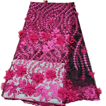 

African Lace Fabric 2019 High Quality 3D Lace French Net Lace Fabrics African Nigerian Lace Fabrics For Wedding HJ1683-1