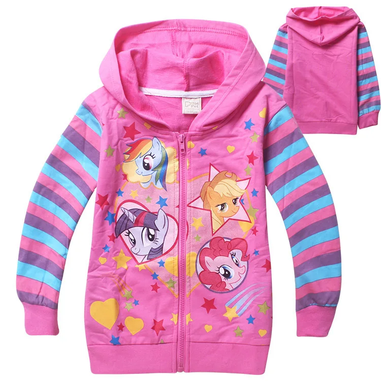 spring winter my pony Kids little slim Girls sweaters striped coats baby jackets Children printed hoodies
