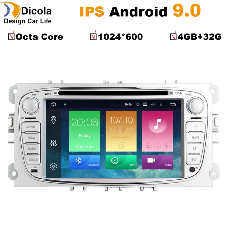 Автомобильный мультимедийный плеер Android 9 gps 2 Din dvd для FORD/Focus/S MAX/Mondeo/C MAX/Galaxy wifi