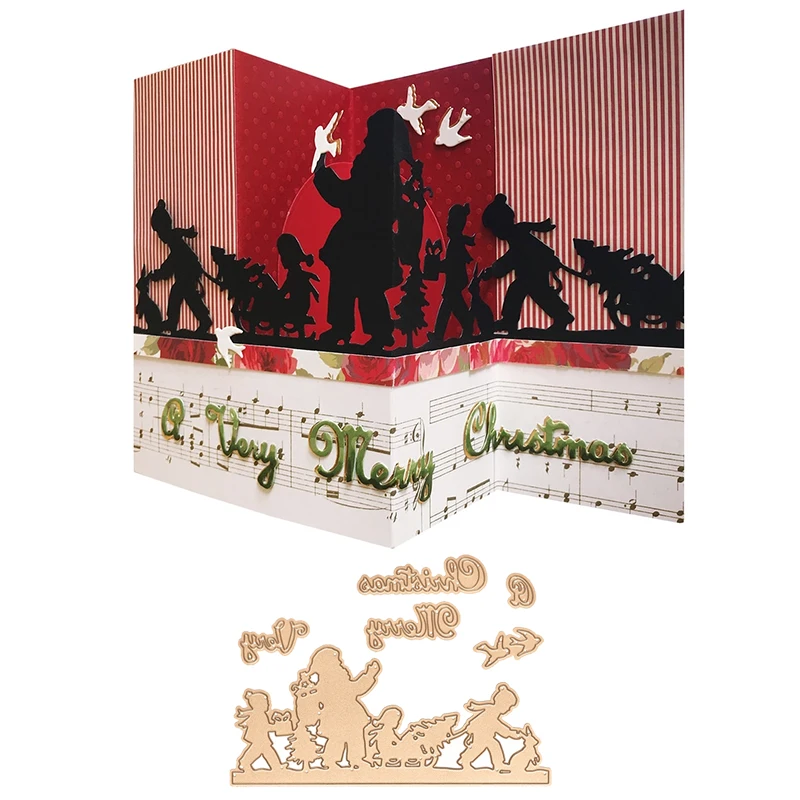 

Metal Cutting Dies for Scrapbooking Christmas Santa Claus and Kids New 2019 Cutting Embossing Stencils Paper Craft Die