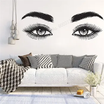 

Wall Art Sticker Eyelashes Decor Vinyl Removeable Poster Cosmetics Mural Beauty Salon Room Decoration Moddern Ornament LY377