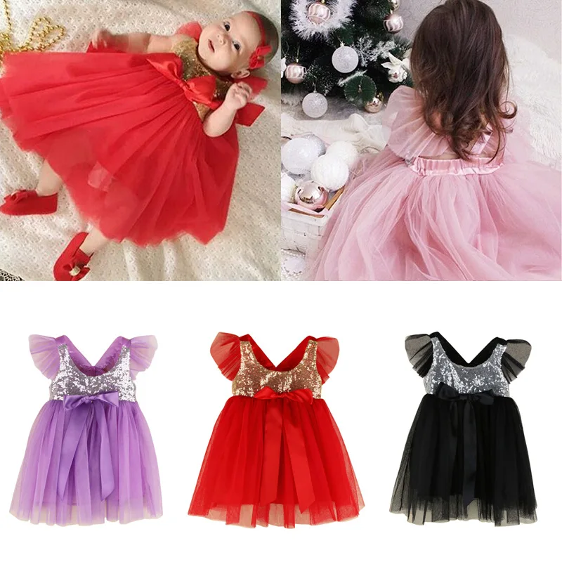 

Dresses for Girl Baptism Baby Girl Clothing 1 Year Birthday Party Toddler Gown Infant Girl sequined Dress christmas dress girl