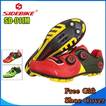 SIDEBIKE Mountain MTB Cycling Shoes Bike Ultra light carbon fiber Sole Self-Locking Bicycle Sport Shoes Zapatillas Ciclismo RED