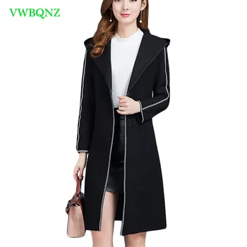 

Plus size Women Windbreaker Coat Spring Fashion Slim Long Wild Hooded Overcoat Women's High quality Long sleeve Trench Coats 166