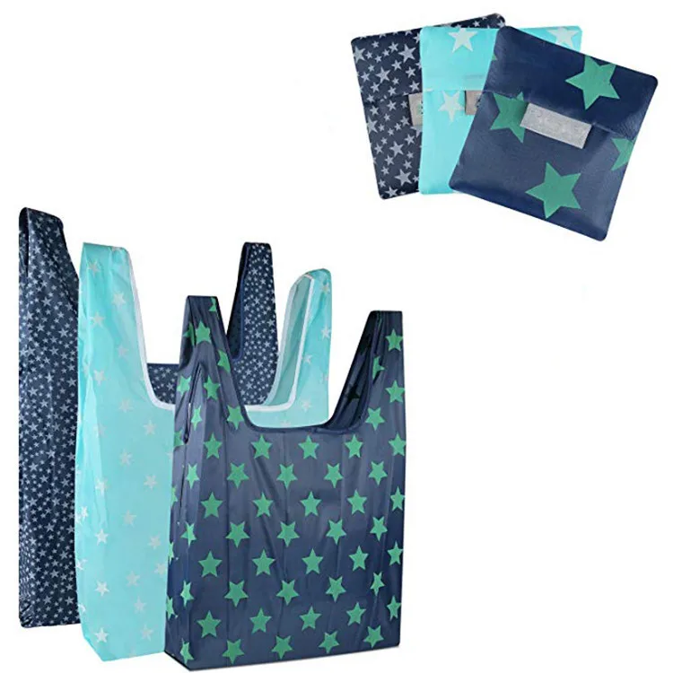 

2019 printing foldable green shopping bag Tote Folding pouch handbags Convenient Large-capacity storage bags Discount Recycle Ba