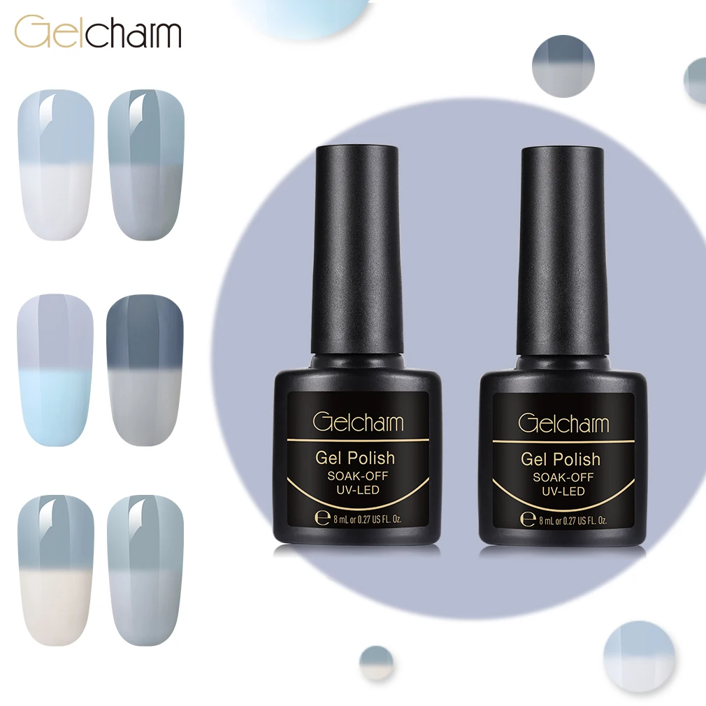 

Nail Art 6 Colors Grey Series Temperature Color-Changing 8ml Gel Polish UV Gel Varnish For Stamping Long Lasting Primer GelCharm