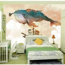 Пользовательские Современный 3D большой фрески обои, мультфильм фантазия китов для спальни ТВ Детей Гостиная стены фон бумаги