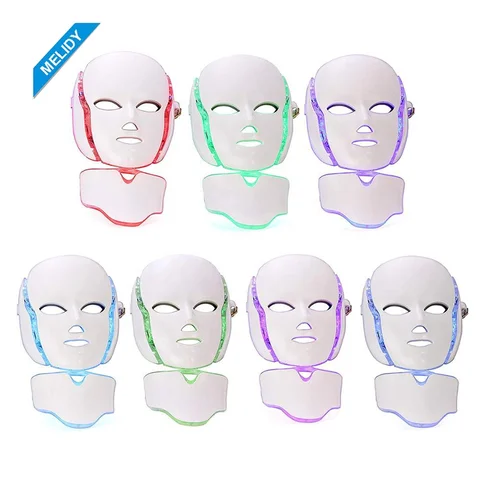 Máquina de Máscara Cuidados com a Pele Cores Máscara Facial Terapia Fóton Luz Rugas Acne Remoção Rosto Beleza 7 Led