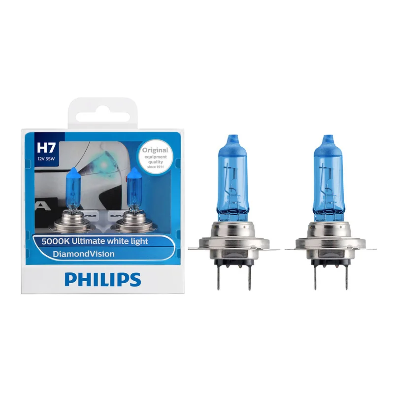 Оригинальный Philips H7 12V 55W PX26d Diamond Vision 5000K супер белый светильник галогенные лампы