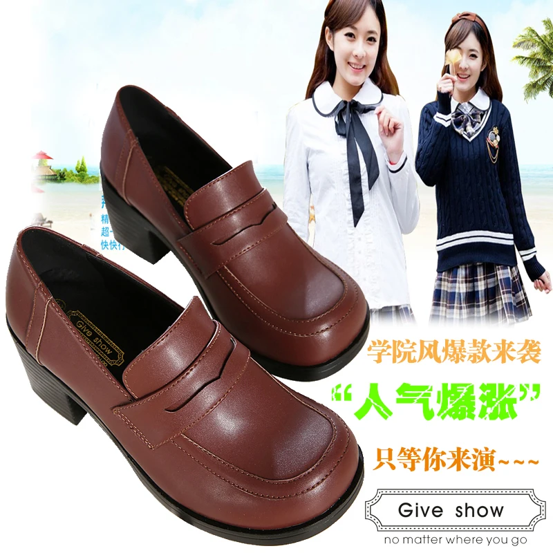 Japanese school uniform shoes with thick round student shoes A8 Japan