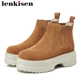 2018 young lady natural leather round toe preppy style med thick bottom waterproof slip on modern girl classic chelsea boots L62
2018 young lady natural leather round toe preppy style med thick bottom waterproof slip on modern girl classic chelsea boots L62