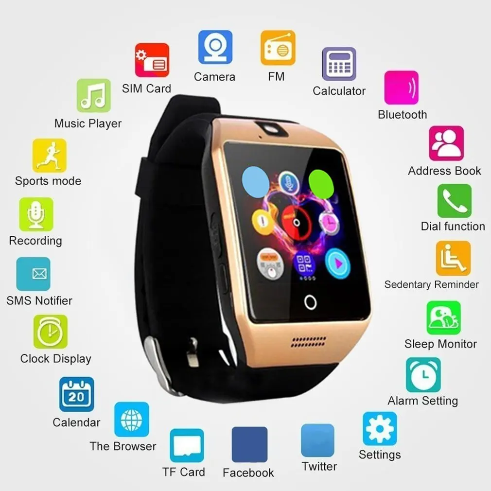 Смарт часы Smartch NFC Q18S Arc с sim картой TF Bluetooth подключение для iphone умные телефона на