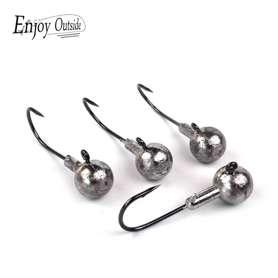 

5PCS/pack head lead lure soft fishing lure round hook silver 14g jig hook fishing bait Metal jig DIY jigging lures