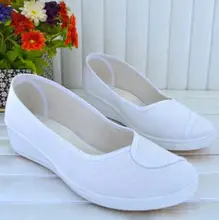 Summer New Women Casual Shoes White Canvas Shoes Work Shoes High Quality Fashion Hospital Nurse Wedges Free Shipping