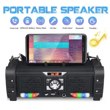 

10W+10W Wireless bluetooth Speaker Portable Mobile Phone Holder Column Bass Subwoofer Soundbar HIFI FM Radio 2200mAh Battery