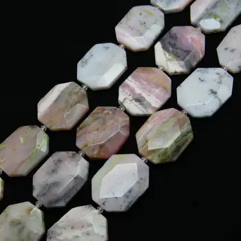 

15.5" strand Pink Opal Faceted Beads Octagon Natural Opal Cut Slab Loose Beads Slice Pendants Charms Necklace Supplies Gifts