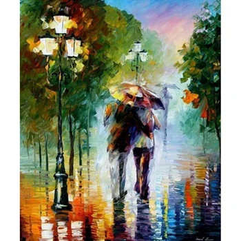 

Sweet Life New DIY 3D Diamond Painting Lover Walking In The Rain Needlework Plastic Canvas Resin Craft Mosaic Embroidery Fabric