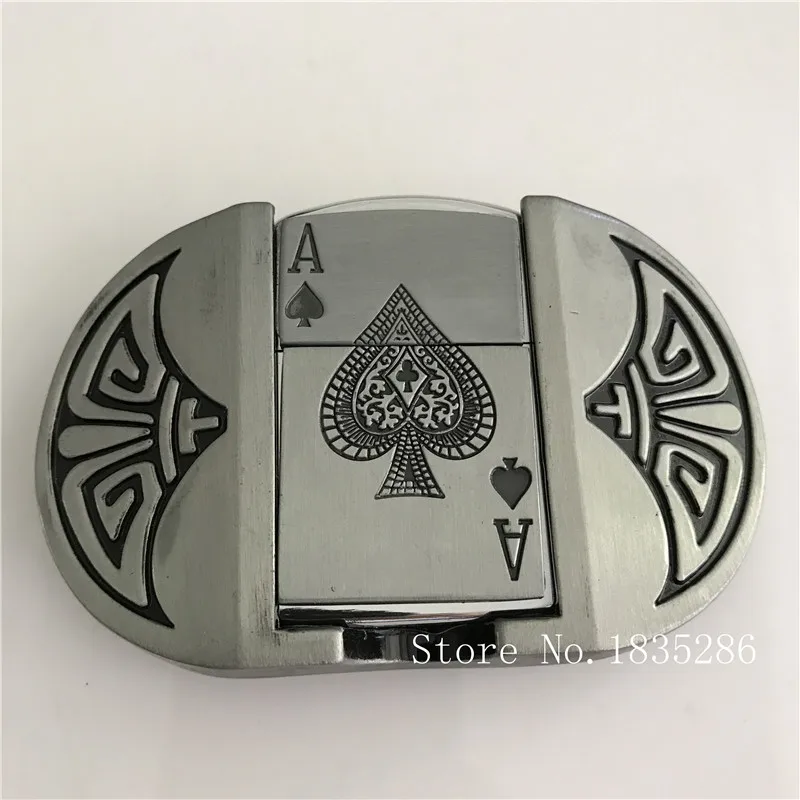 New Style Playing Card kerosene lighter Belt Buckle 100*63mm 154g