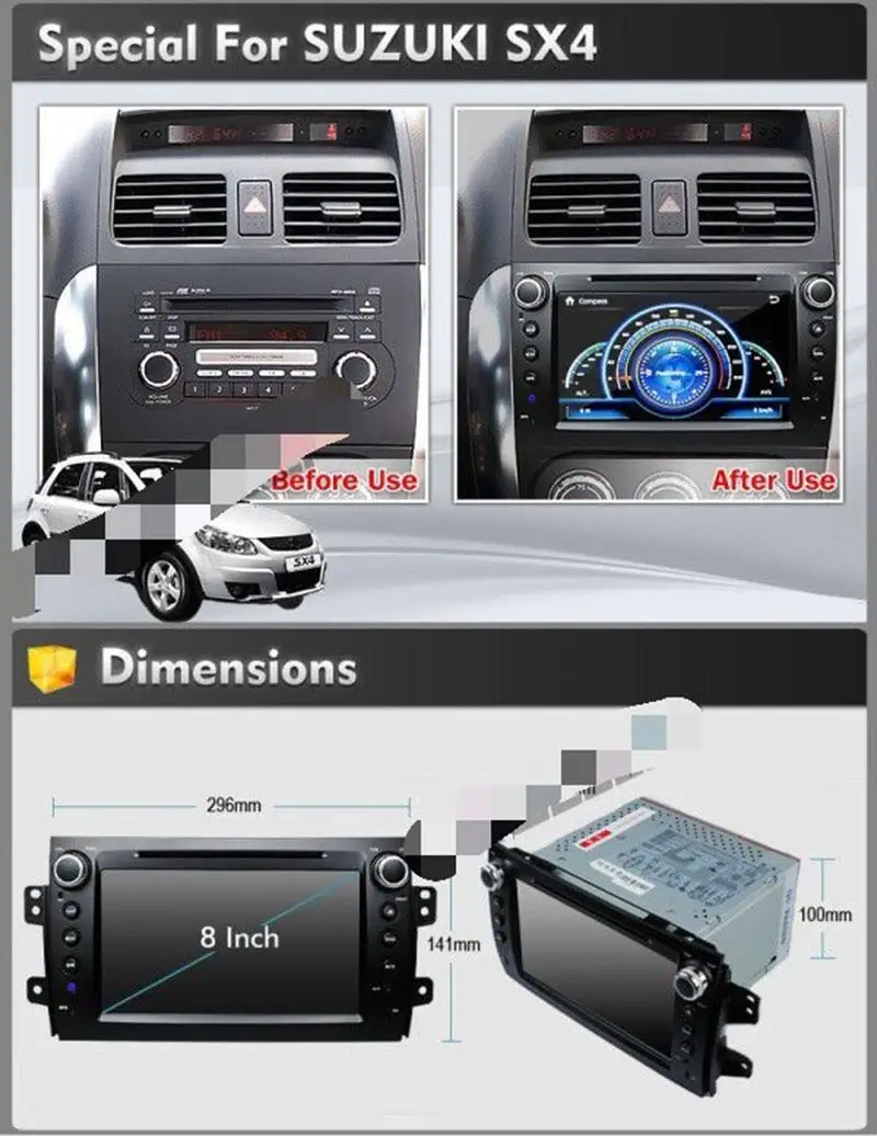 Clearance 8" Car DVD player with GPS(optional),audio Radio stereo,BT/TV,car multimedia for SUZUKI SX4 2006 2007 2008 2009 2010 2011 2012 19 Clearance 8" Car DVD player with GPS(optional),audio Radio stereo,BT/TV,car multimedia for SUZUKI SX4 2006 2007 2008 2009 2010 2011 2012 19