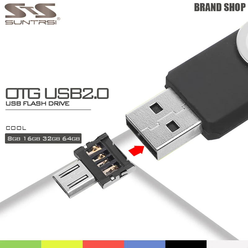 Suntrsi USB Flash Drive OTG Adapter Metal Pendrive Swivel for Android