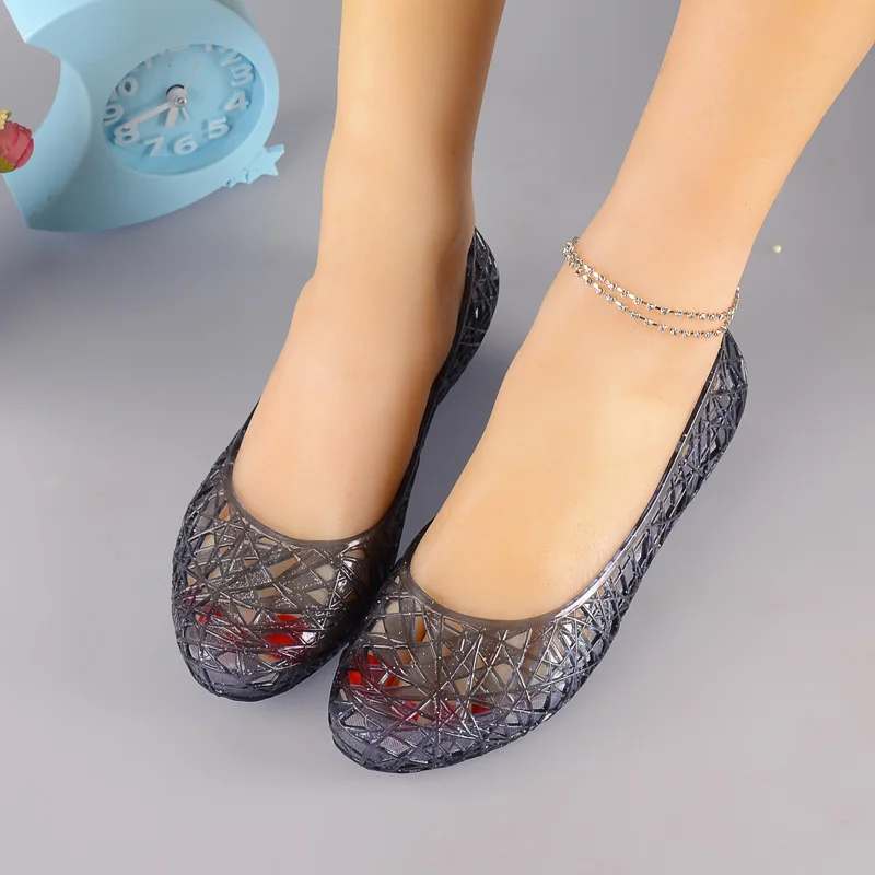 

Summer wild fashion plastic crystal PVC sandals jelly transparent hollow bird's nest beach shoes